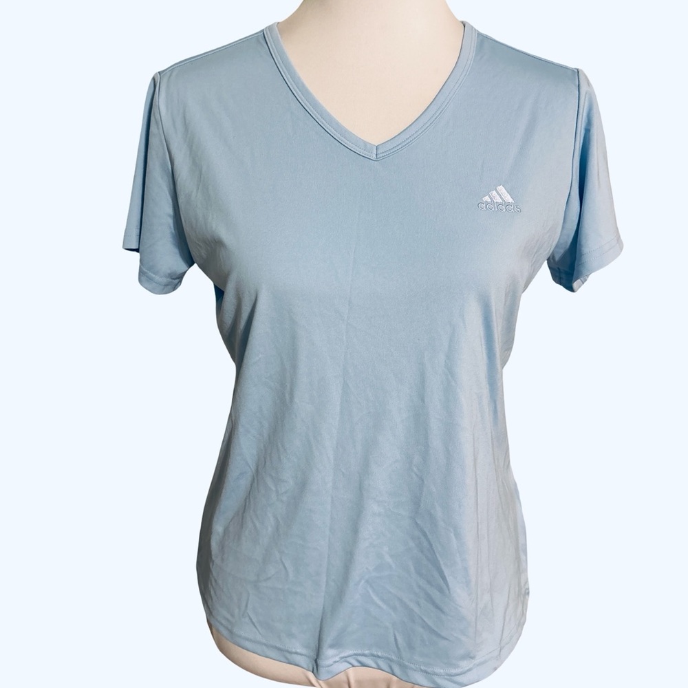 Adidas Sky Blue V Neck Tee Womens